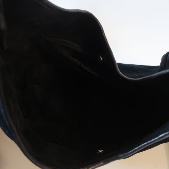 Authentic YSL Yves Saint Laurent Black Suede Mombasa Silver Horn Hobo Handbag - Picture 13 of 16